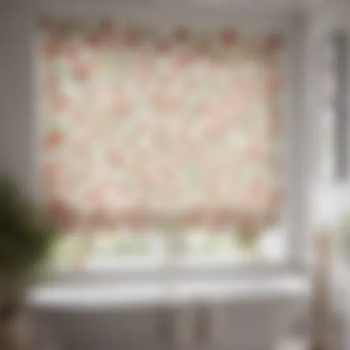 Elegant white bathroom blinds with floral pattern