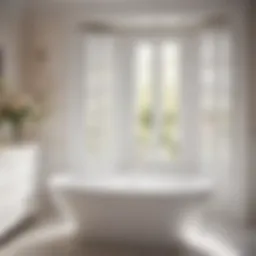 Elegant white bathroom shutters with floral motif