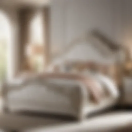 Elegant white California king bed with intricate design