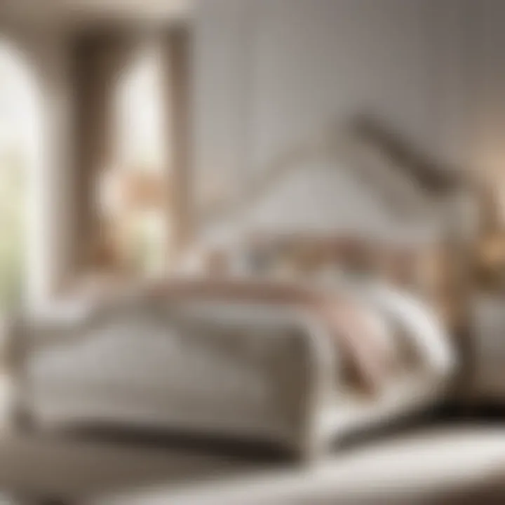 Elegant white California king bed with intricate design