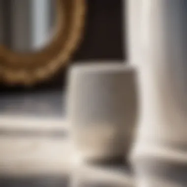 Intricate Design Details Close-up Close-up of intricate design details on white ceramic bathroom tumbler