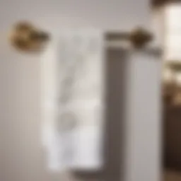 Elegant white ceramic towel bar with floral motif