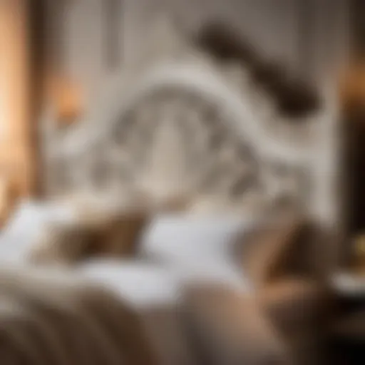 Elegant white rustic headboard with intricate carvings