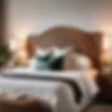 Elegantly crafted wicker headboard in a serene bedroom setting