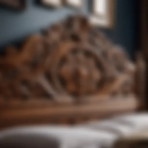 Exquisite Wood Carving Detail on Bed Frame
