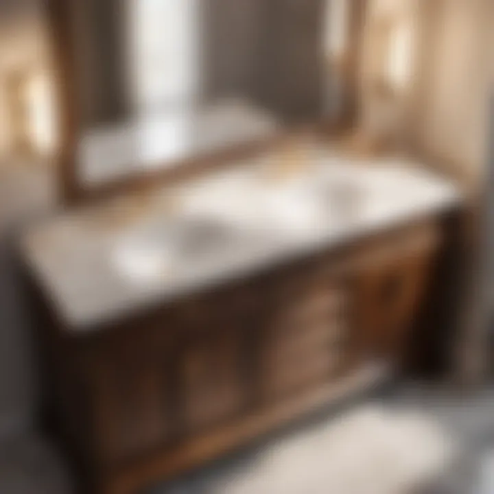 Luxurious wooden bathroom vanity set with marble countertop