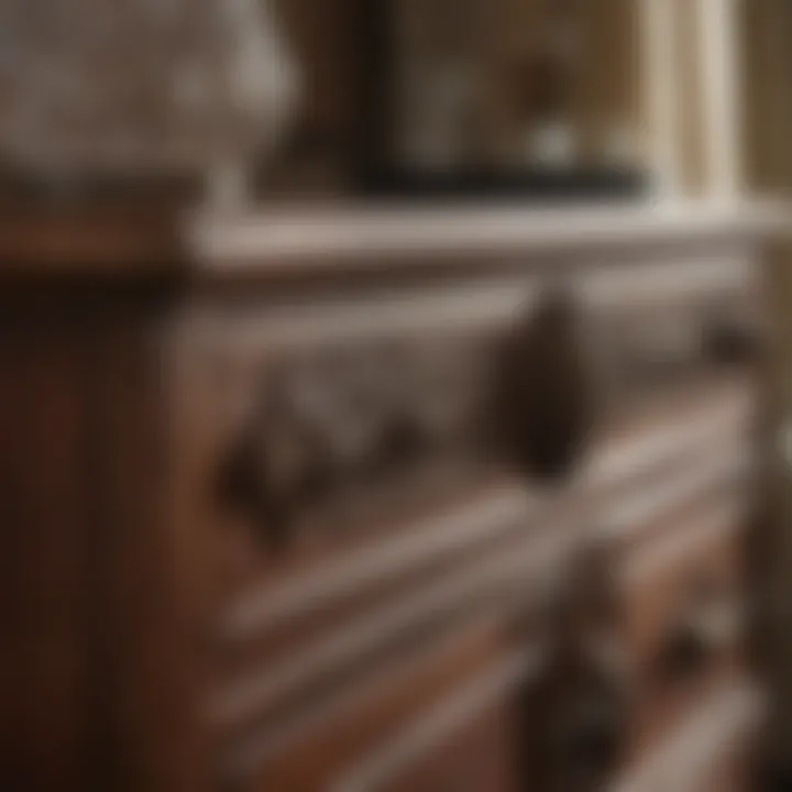 Luxurious finish detail of a wooden bedroom chest