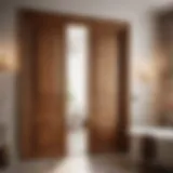 Sophisticated Wooden Interior Double Doors Elegant wooden interior double doors in bathroom