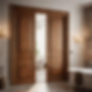 Sophisticated Wooden Interior Double Doors Elegant wooden interior double doors in bathroom