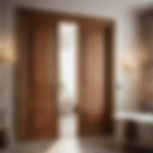 Sophisticated Wooden Interior Double Doors Elegant wooden interior double doors in bathroom