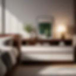 Luxurious wooden long low bedroom dresser in modern minimalist style