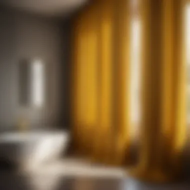 Sleek and Modern Yellow Curtain Design Minimalist Yellow Bathroom Curtain Design
