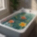 Elegant acrylic bathtub tray with botanical motif