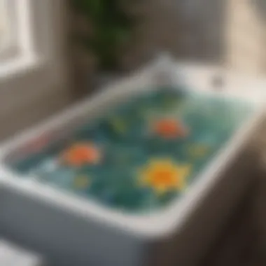 Elegant acrylic bathtub tray with botanical motif
