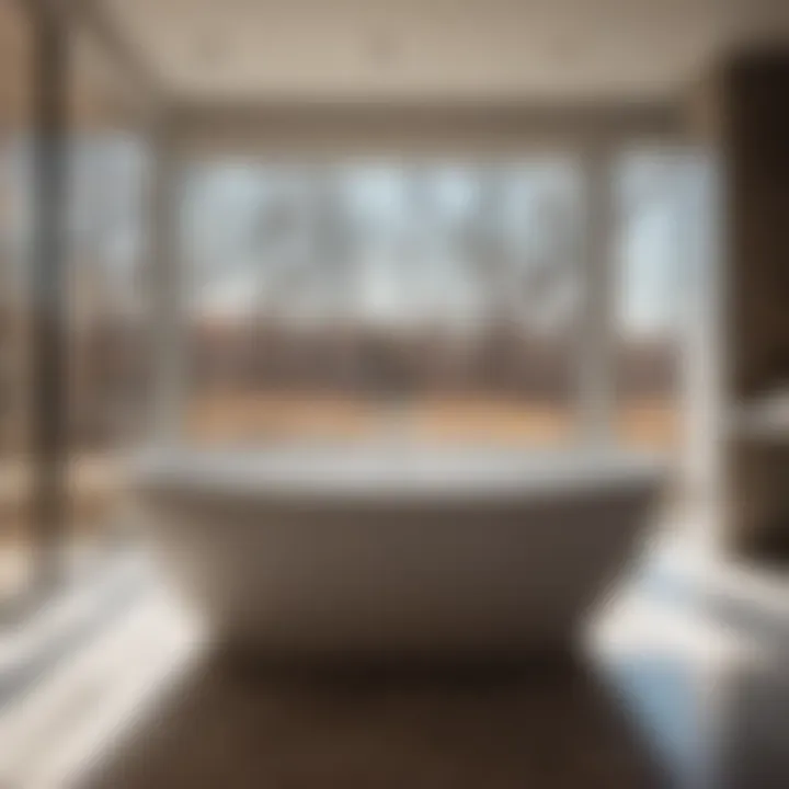 Elegant Freestanding Soaking Tub in Contemporary Bathroom