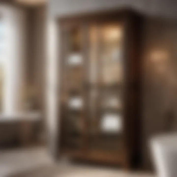 Elegant Bathroom Linen Cabinet with Glass Doors