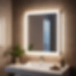 Elegant bathroom mirror with soft lighting