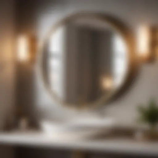 Elegant bathroom with 18-inch wide mirror reflecting natural light