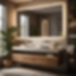Elegant bathroom with modern 40-inch wide mirror