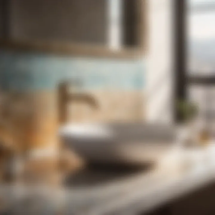 Chic Mosaic Bathroom Countertop Tile Design