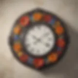 Elegant bathroom wall clock with floral motif