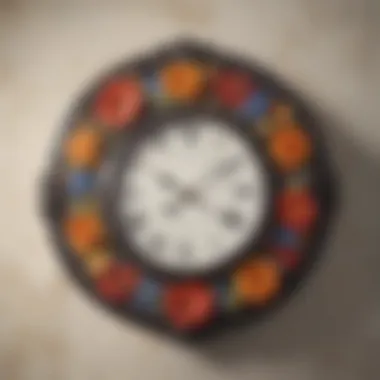 Elegant bathroom wall clock with floral motif