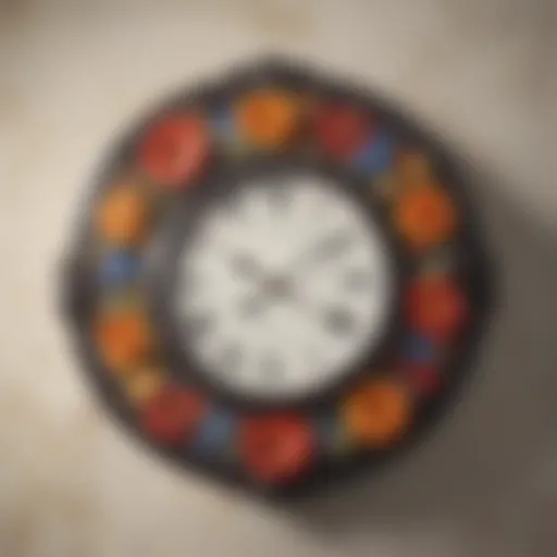 Elegant bathroom wall clock with floral motif