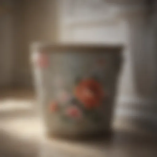 Elegant bathroom wastebasket with floral motif