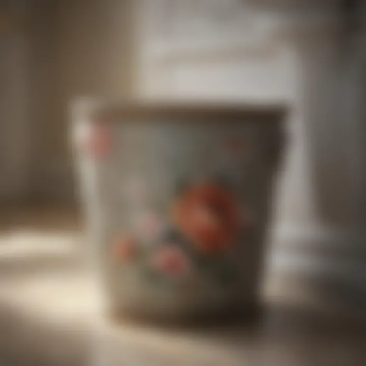 Elegant bathroom wastebasket with floral motif