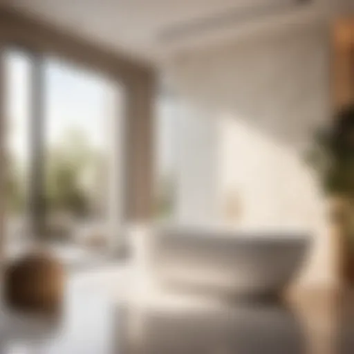 Elegant bathtub positioned against two walls in a spacious bathroom