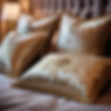 Sumptuous Silk Pillows Adorning the Bed Plush Silk Pillows on Luxurious Bed