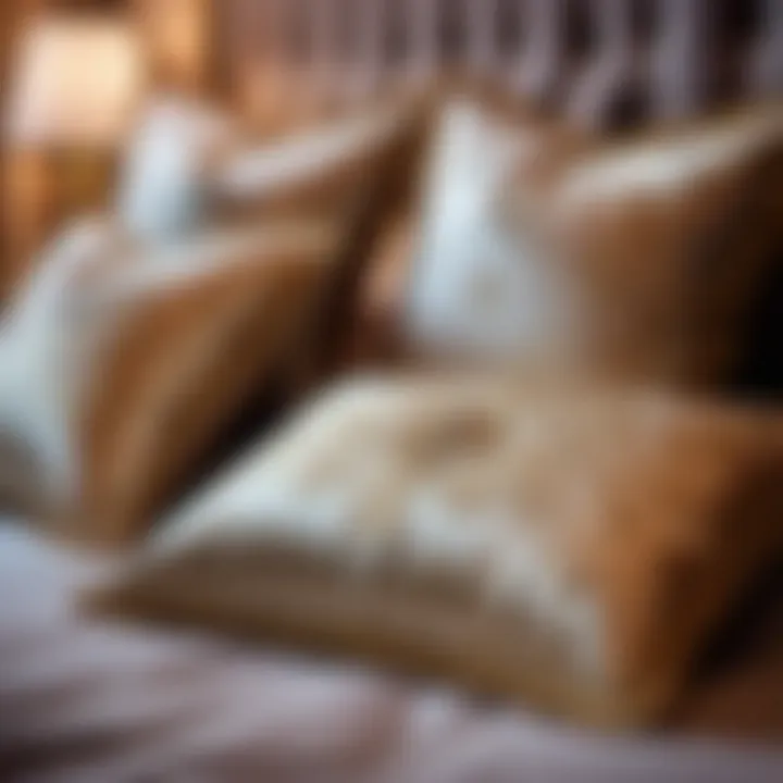 Sumptuous Silk Pillows Adorning the Bed Plush Silk Pillows on Luxurious Bed