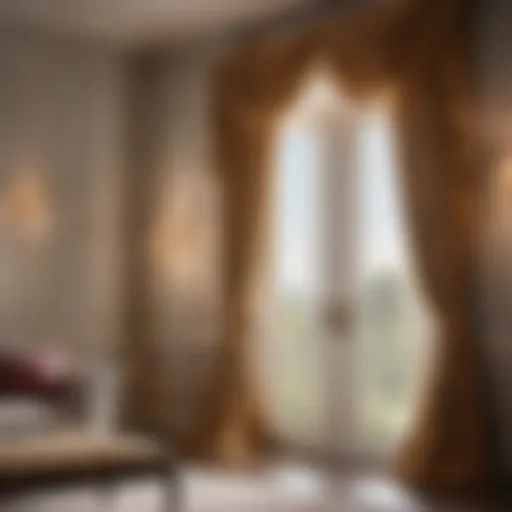 Elegant bedroom French door window treatments with luxurious draperies