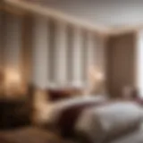 Elegant bedroom with L-shaped curtain rods