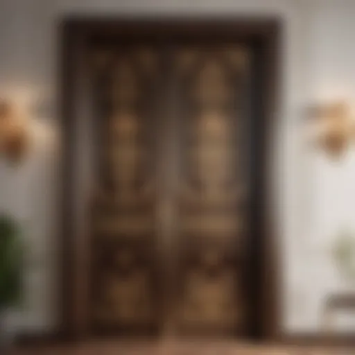 Elegant bedroom pocket door with intricate floral pattern