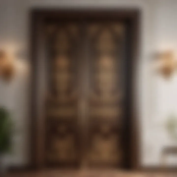 Elegant bedroom pocket door with intricate floral pattern