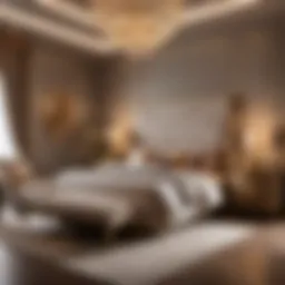 Elegant bedroom set with luxurious bedding and decor