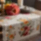 Elegant bedroom table runner in floral pattern