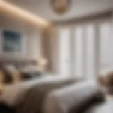 Elegant bedroom with white shutter doors