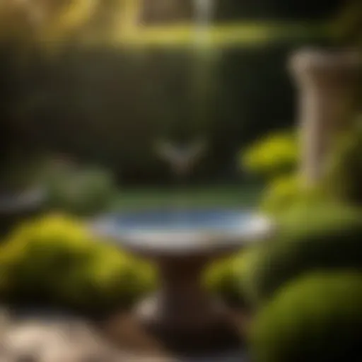 Elegant Bird Bath Dripper in Garden Setting