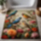 Exquisite Bird and Floral Bathroom Rug