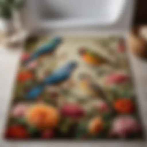 Exquisite Bird and Floral Bathroom Rug
