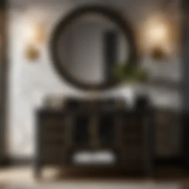 Elegant 36 bathroom vanity in black marble