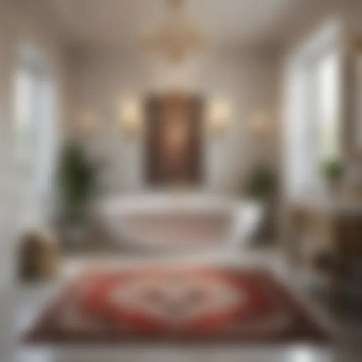 Stylish bathroom featuring an elegant bling rug
