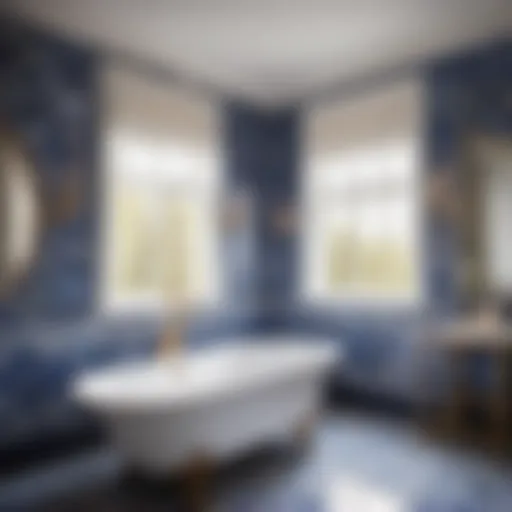 Timeless Elegance in Blue and White Tiles Elegant blue and white patterned tile bathroom