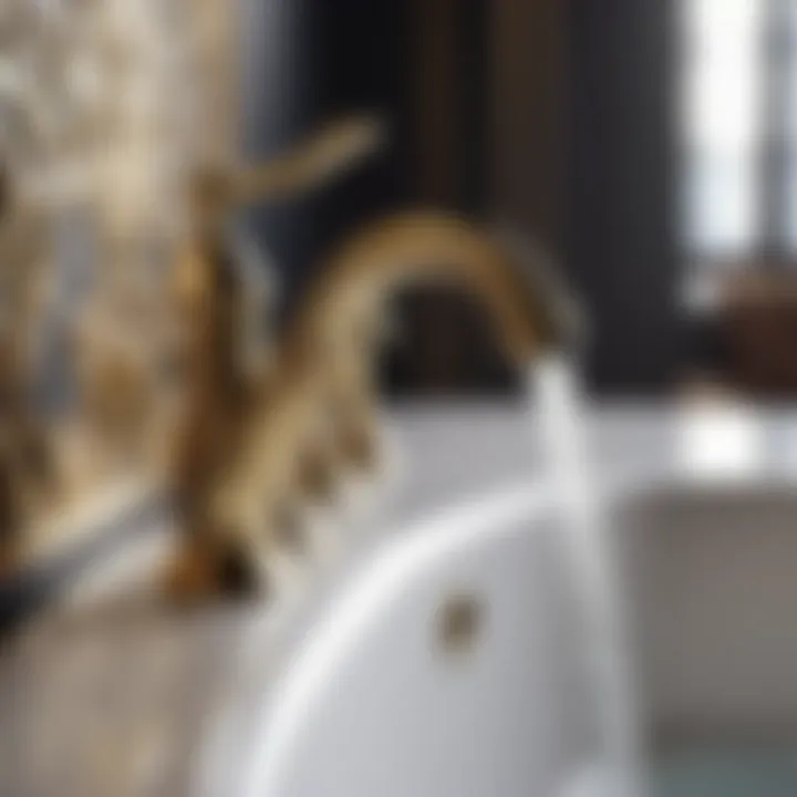 Exquisite Brass Faucet with Intricate Detailing Elegant brass bathroom faucet with intricate detailing