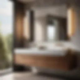 Elegant contemporary bathroom vanity with sink on the right side