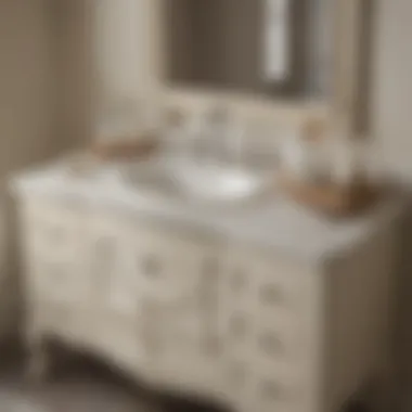 Sophisticated Cream-Colored Vanity Featuring Sparkling Crystal Knobs Cream-Colored Vanity with Crystal Knobs