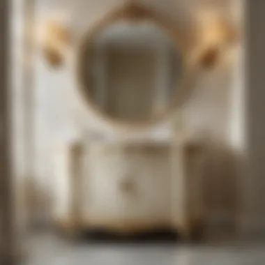 Opulent Cream-Colored Vanity Adorned with Elegant Gold Accents Cream-Colored Vanity with Gold Accents