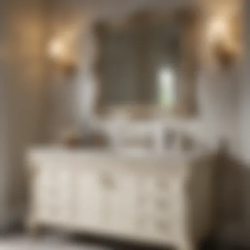 Luxurious Cream-Colored Vanity with Exquisite Marble Countertop Cream-Colored Vanity with Marble Countertop